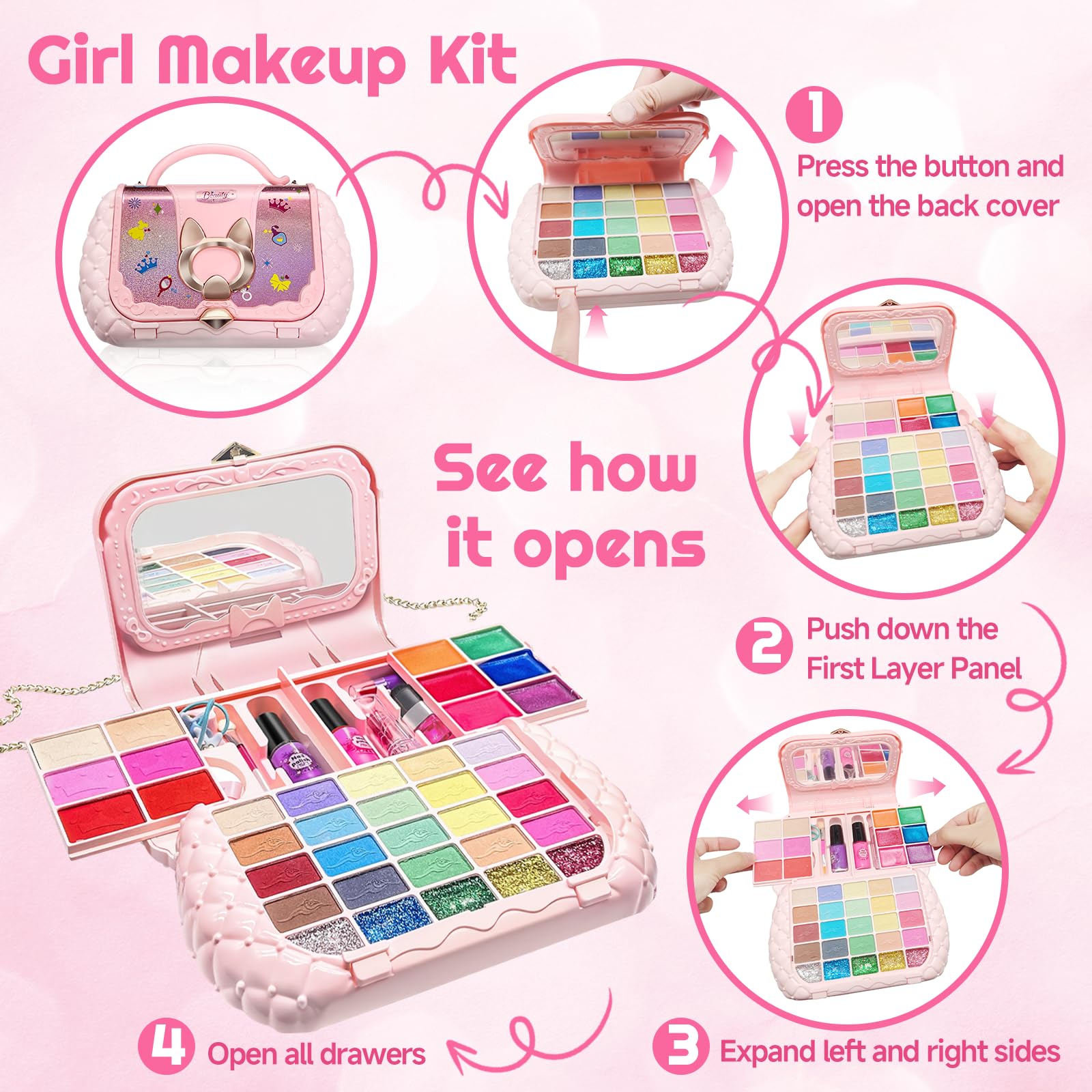 CLRDZN Kids Makeup Kit Glitter for kids adds sparkle to pretend-play outfits
