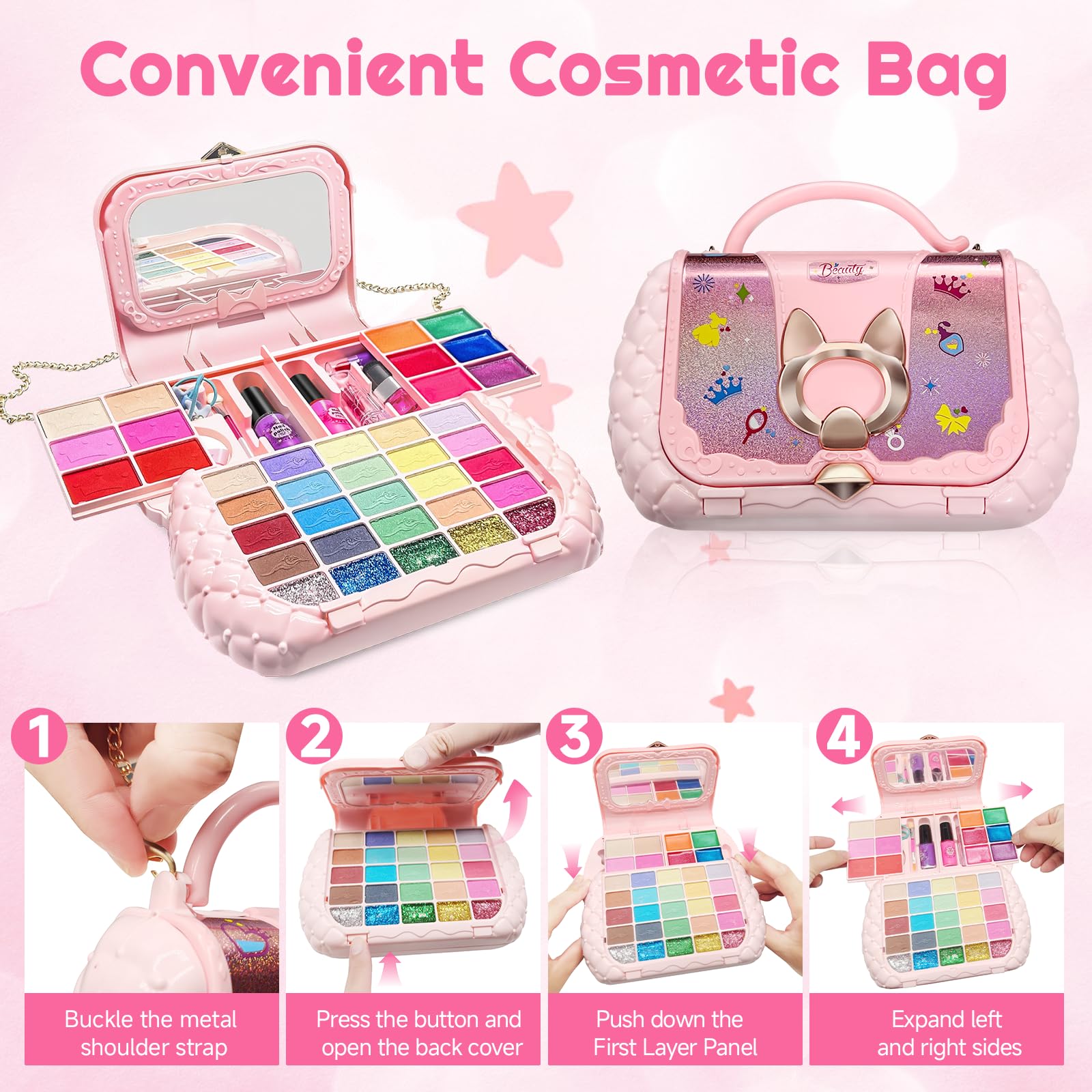 CLRDZN Kids Makeup Kit Pressed Powders help set looks softly