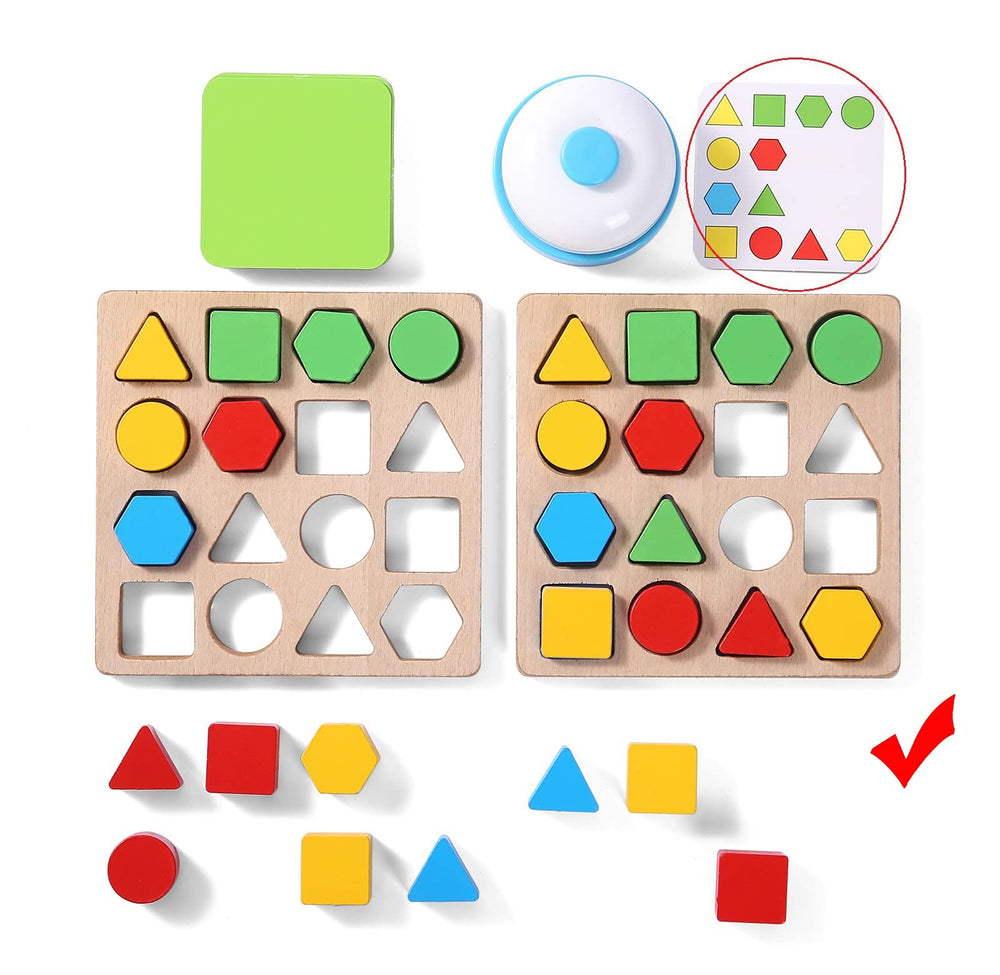 Shapes include circle, square, triangle, hexagon for diverse pattern practice.