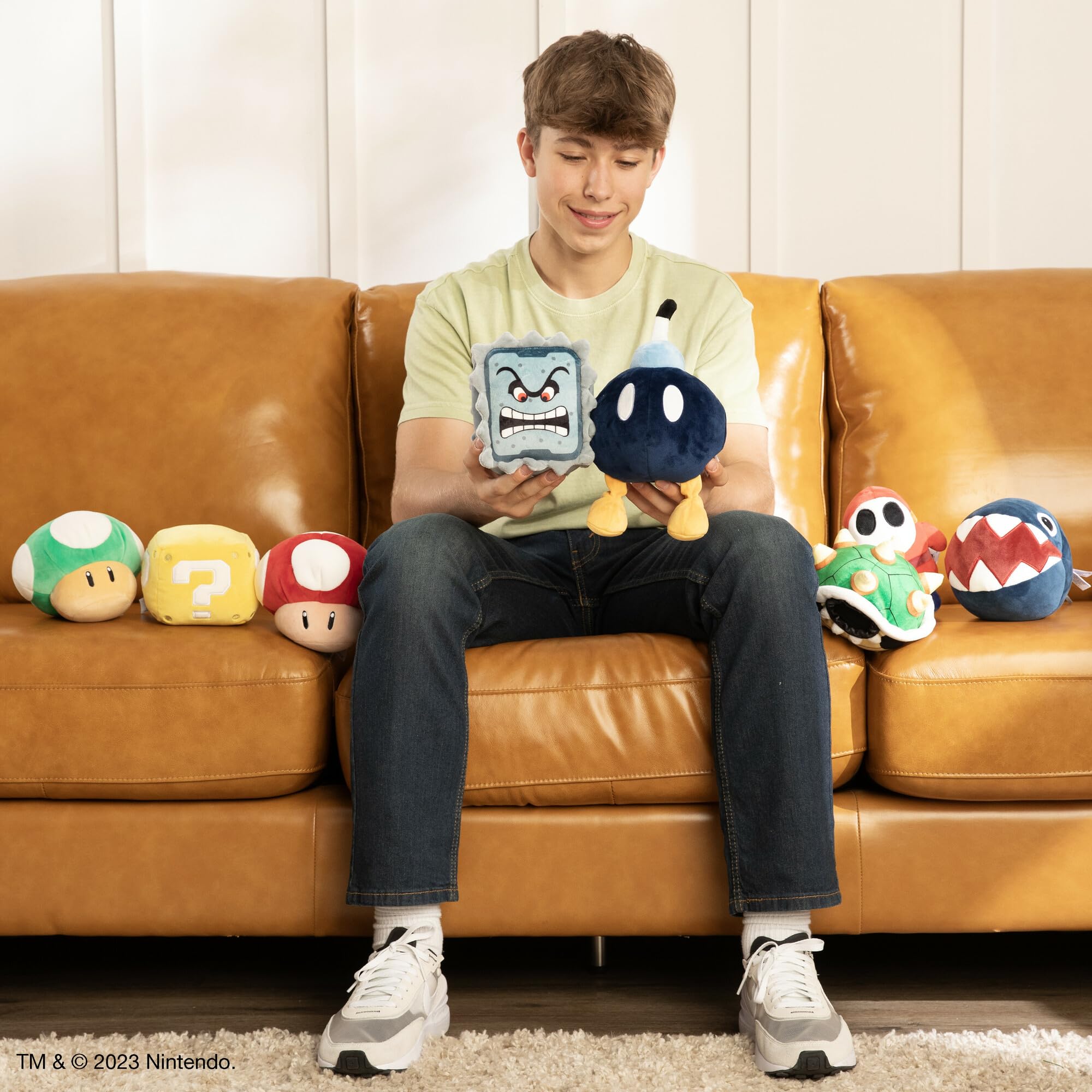 Club Mocchi Mocchi squishy Thwomp plush, perfect nap pillow and display piece.