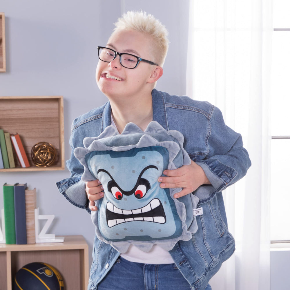 Thwomp plush styled for kids' rooms and playful decor.