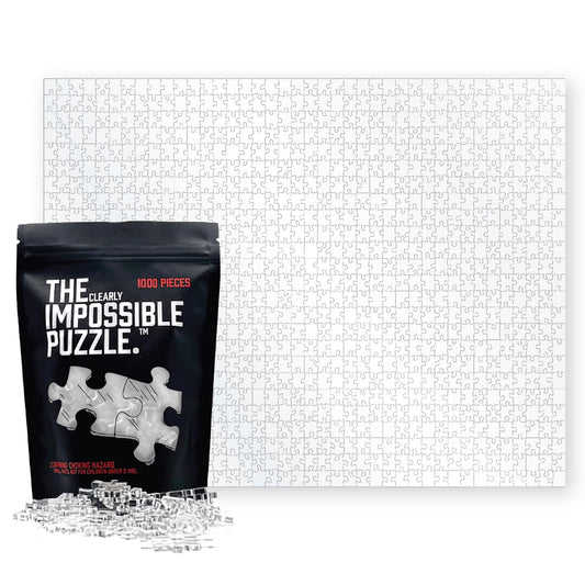 CM Originals Clearly Impossible 1000-pieces box on a table, ideal for challenging family puzzle nights.