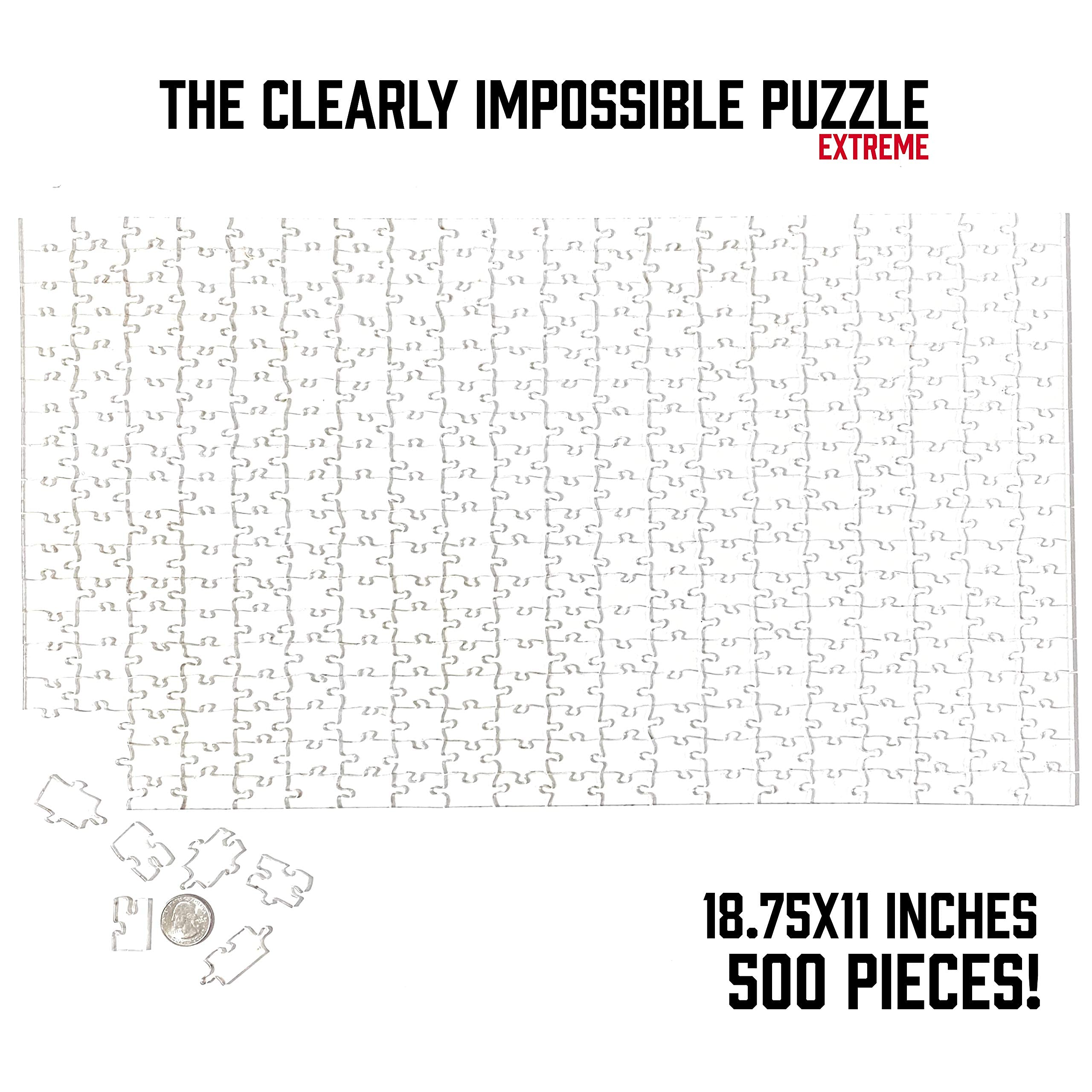 CM Originals Clearly Impossible Puzzle pieces scattered, signaling diverse shapes for a demanding build.