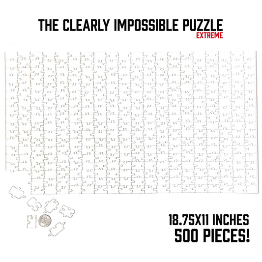 CM Originals Clearly Impossible Puzzle pieces scattered, signaling diverse shapes for a demanding build.