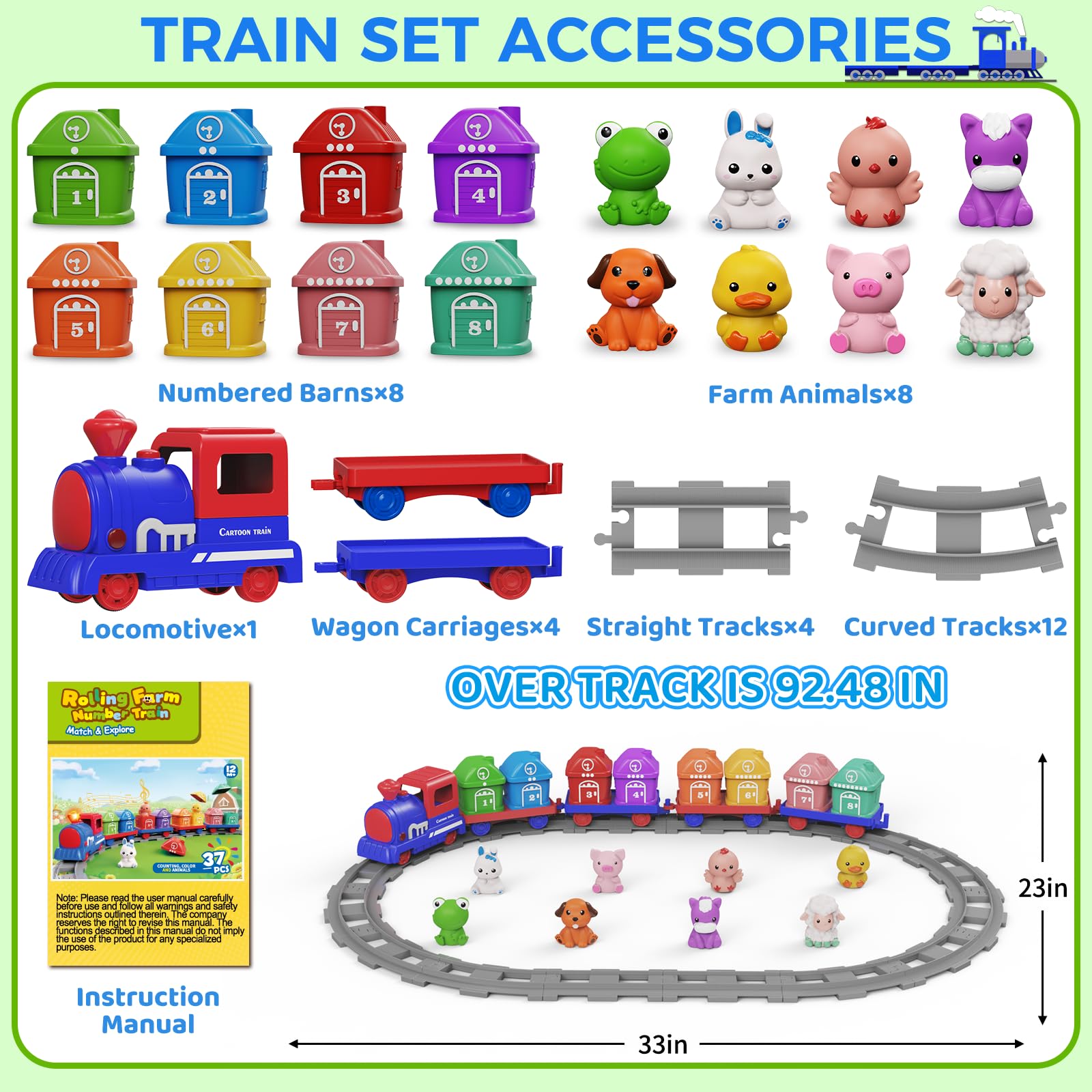 Cmiolacuna learning farm train numbered barns blue boost number recognition during play.