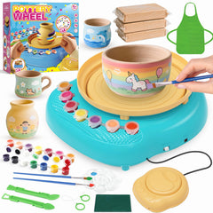 Cmiolacuna pottery wheel for kids on a desk, setup for creativity