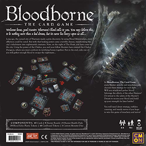 CMON Bloodborne Card Game: players secretly choose action cards for strategic battles