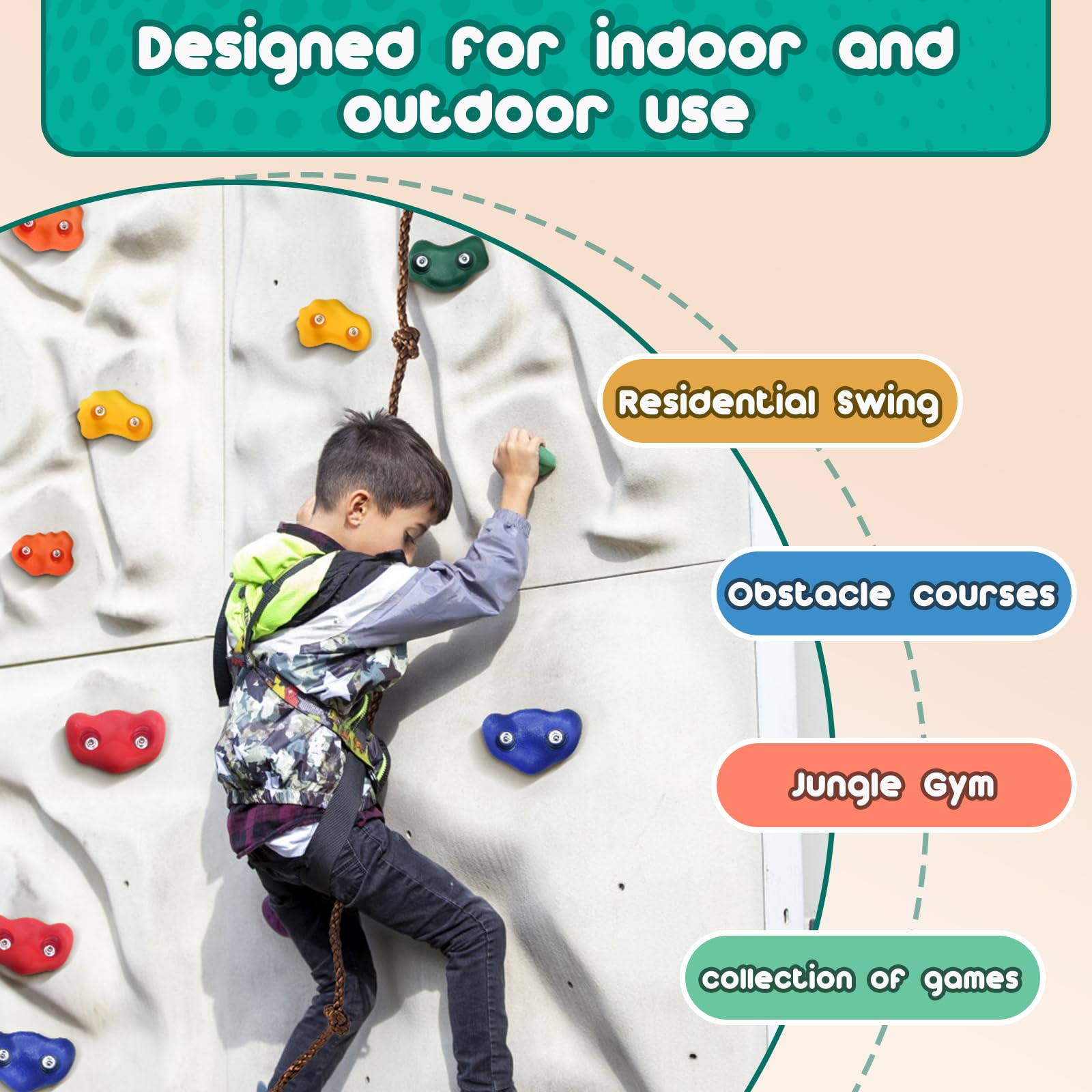 CMOOD kids climbing rope setup highlights safety and shared play