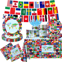 CMUSKO international flags banner brightens travel-themed party ambiance