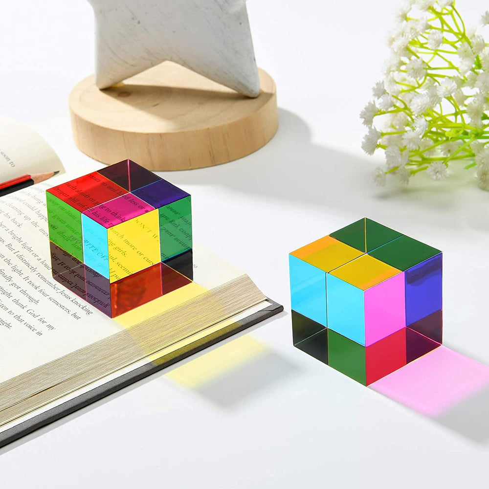 CMY Cubes Original 50mm educational desk setup for science and art lessons.