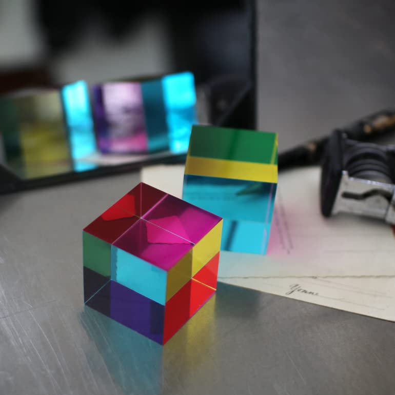 CMY Cubes Original 50mm sensory object on a desk for focused study sessions.