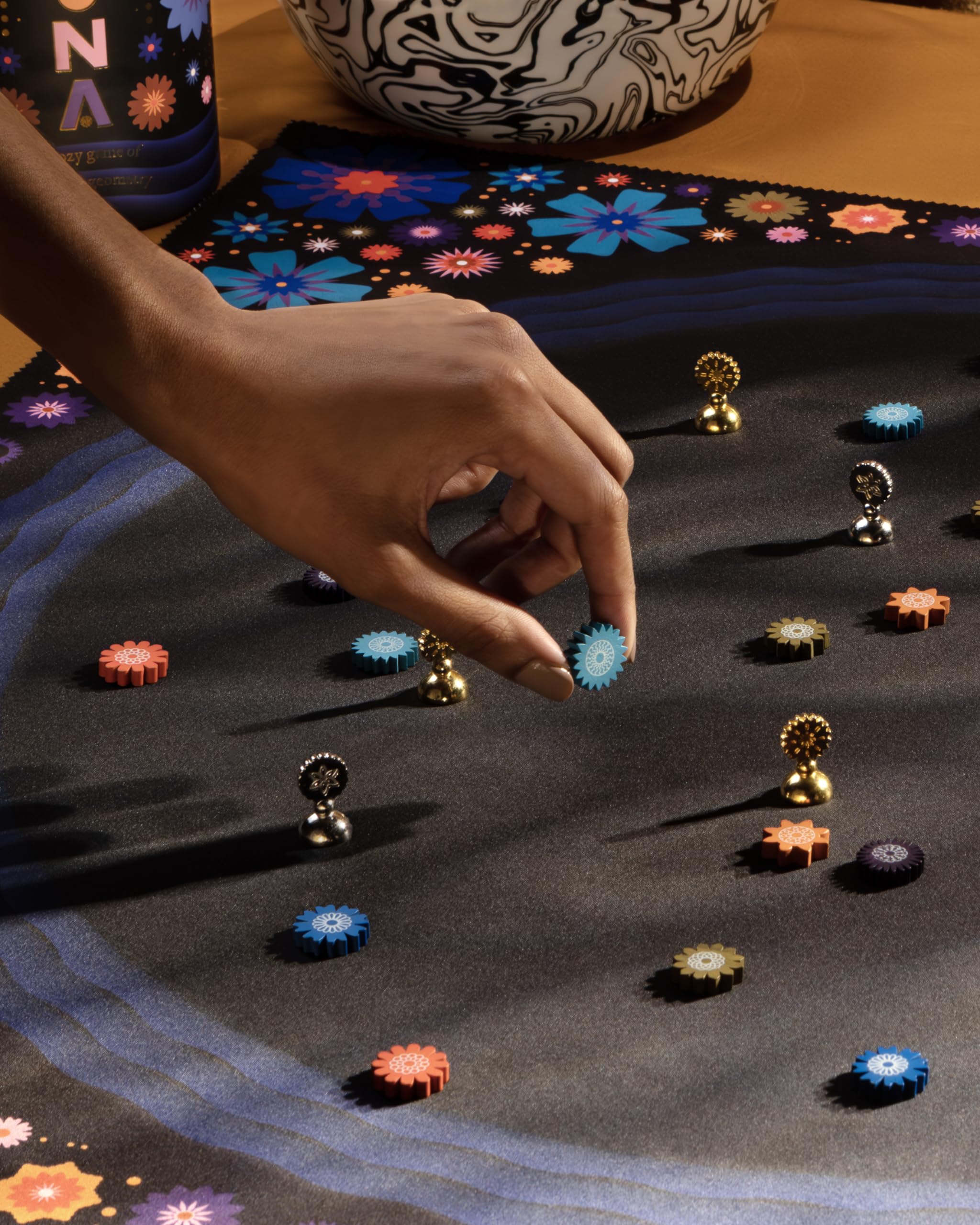 CMYK Lacuna board game play area ready for a calm strategy night.