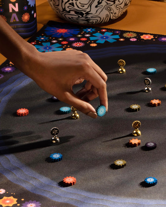 CMYK Lacuna board game play area ready for a calm strategy night.