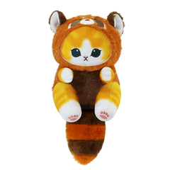 CNAANA Kawaii Cat in Red Panda Costume close-up shows ultra-soft plush for cuddling.