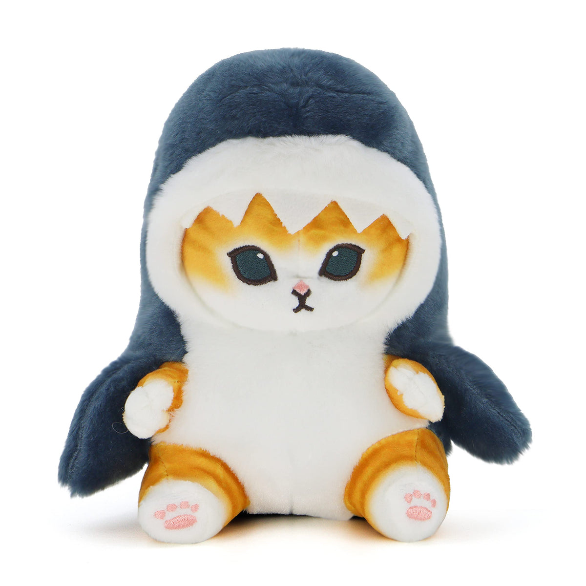 CNAANA Kawaii Shark Cat Plush Toy front view, cozy cuddles and imaginative play.