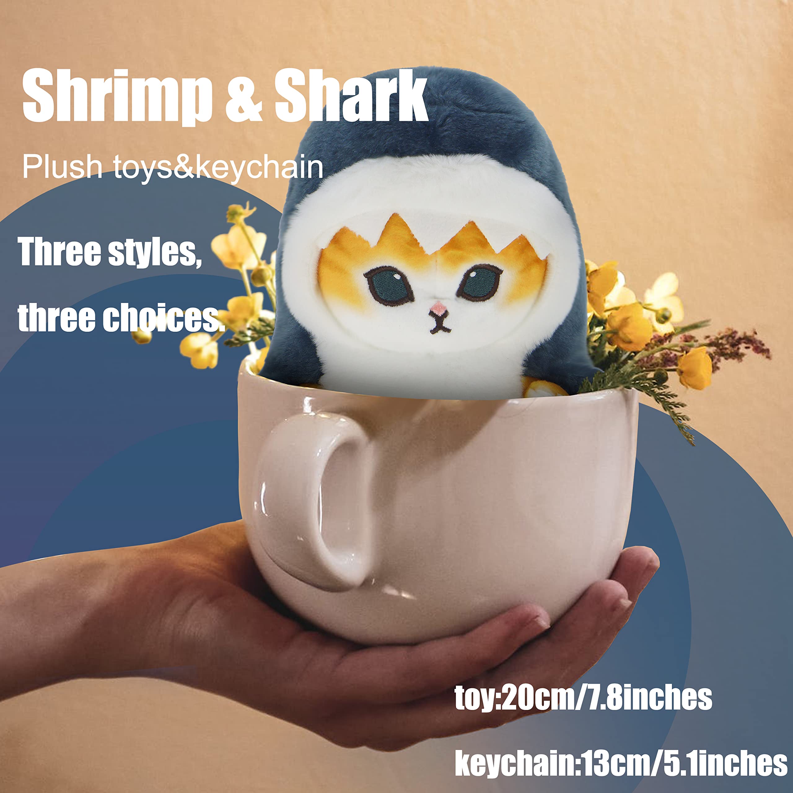 CNAANA Kawaii Shark Cat Plush Toy pillow-use, soft headrest during naps.