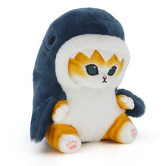 CNAANA Kawaii Shark Cat Plush Toy soft fur close-up, gentle touch for hugs.