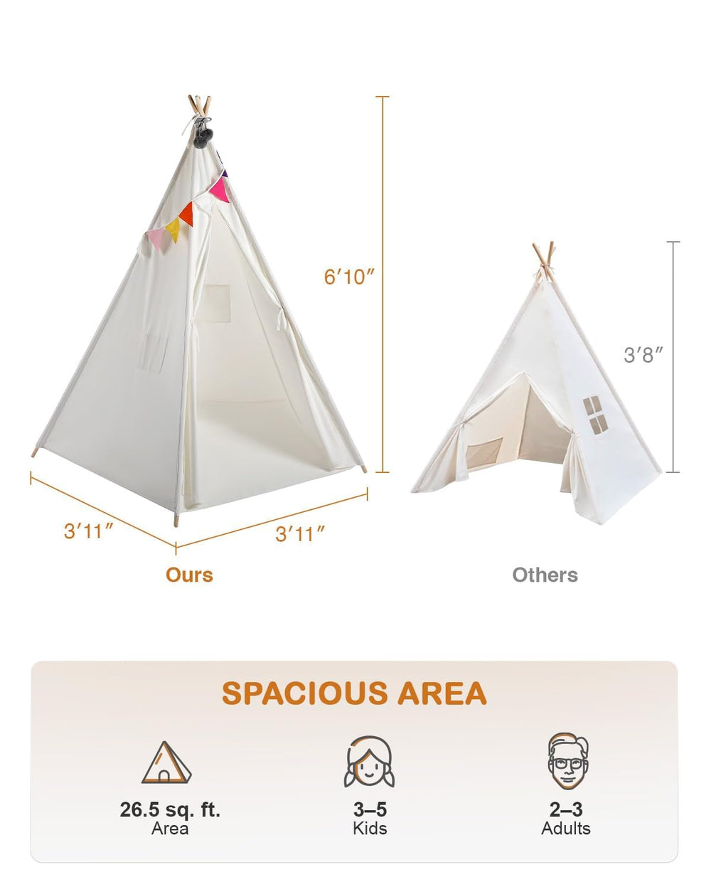 CO-Z teepee front opening curtains for privacy during playtime