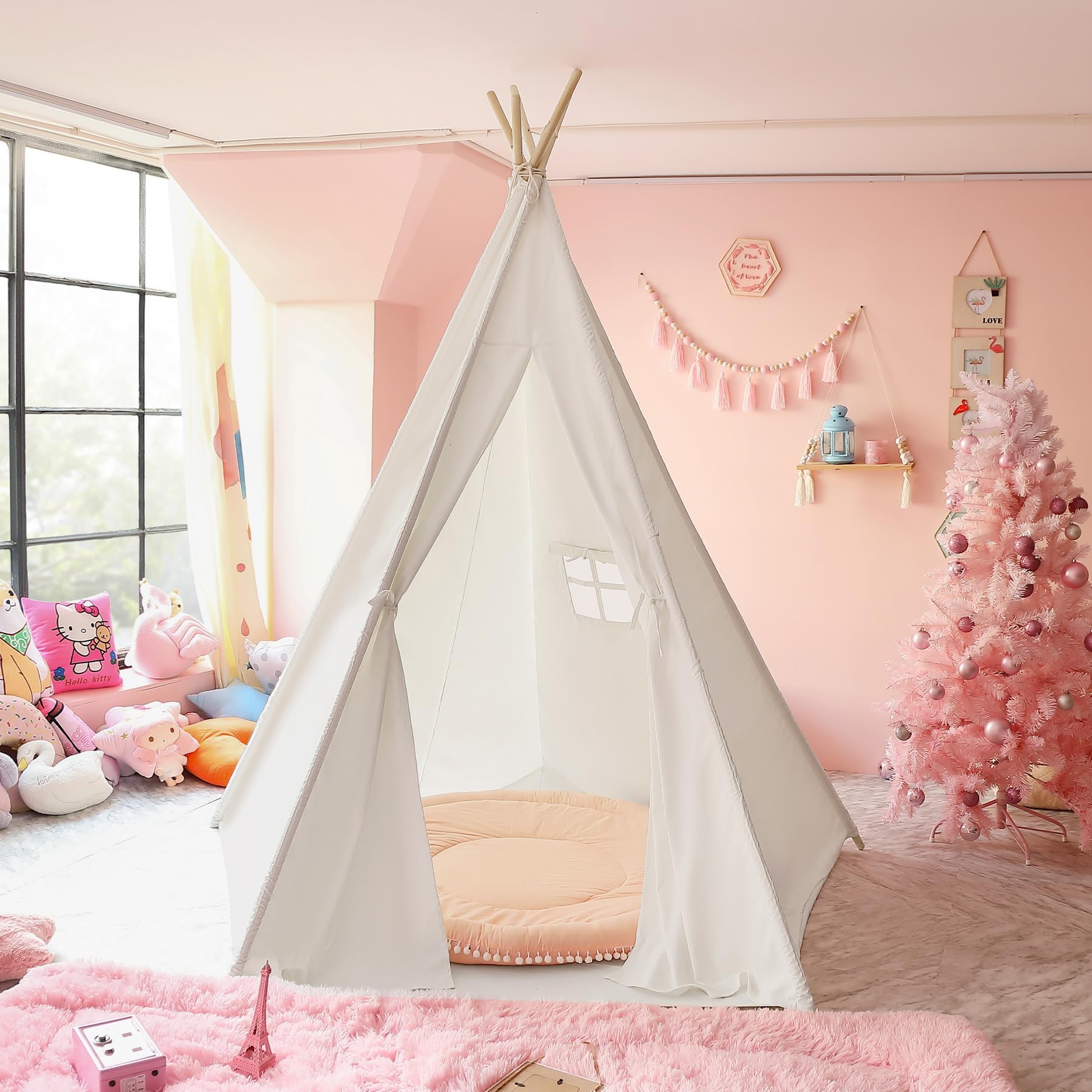 CO-Z teepee inside view with floor cushion for cozy play