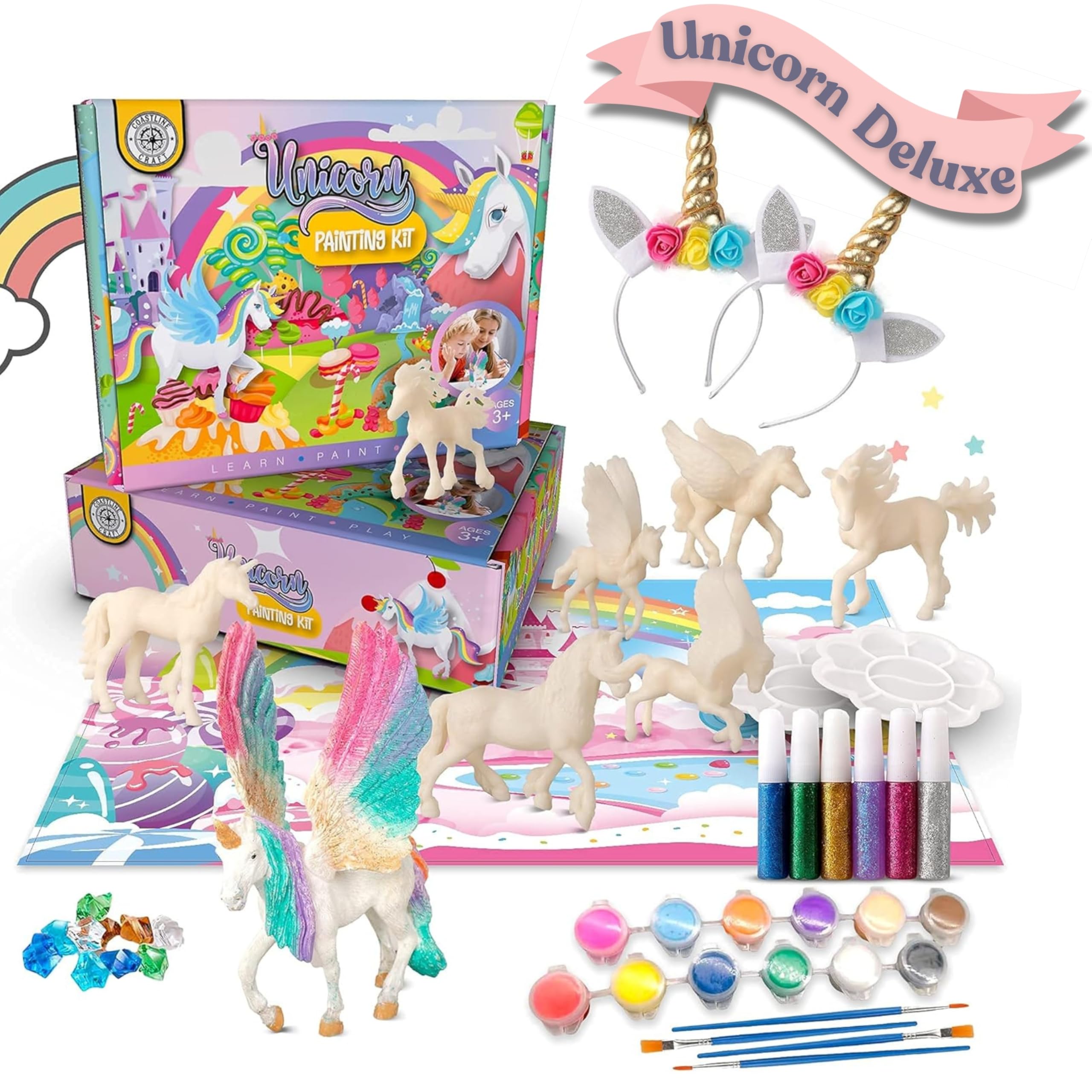 COASTLINE CRAFT Deluxe Unicorn Painting Kit with vibrant paints for creative play
