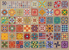 Cobble Hill 1000-piece puzzle with 50 states quilt blocks for family nights