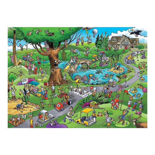 Cobble Hill 1000-piece DoodleTown Par for the Course poster included, ready for display.