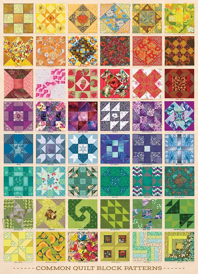 Cobble Hill Common Quilt Blocks linen glare-free paper showcases crisp puzzle details