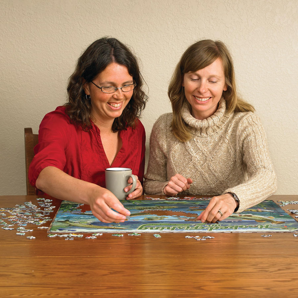 Cobble Hill Hooked on Fishing puzzle pieces—random-cut for a fresh challenge with every session.