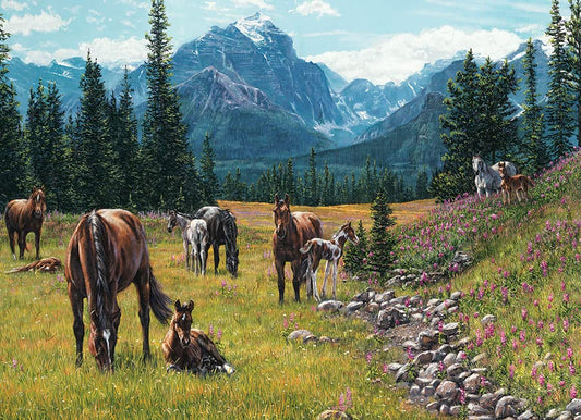 Cobble Hill Horse Meadow 1000-piece puzzle with random-cut pieces for a satisfying challenge.