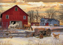 Cobble Hill Winter on the Farm box cover for the puzzle scene