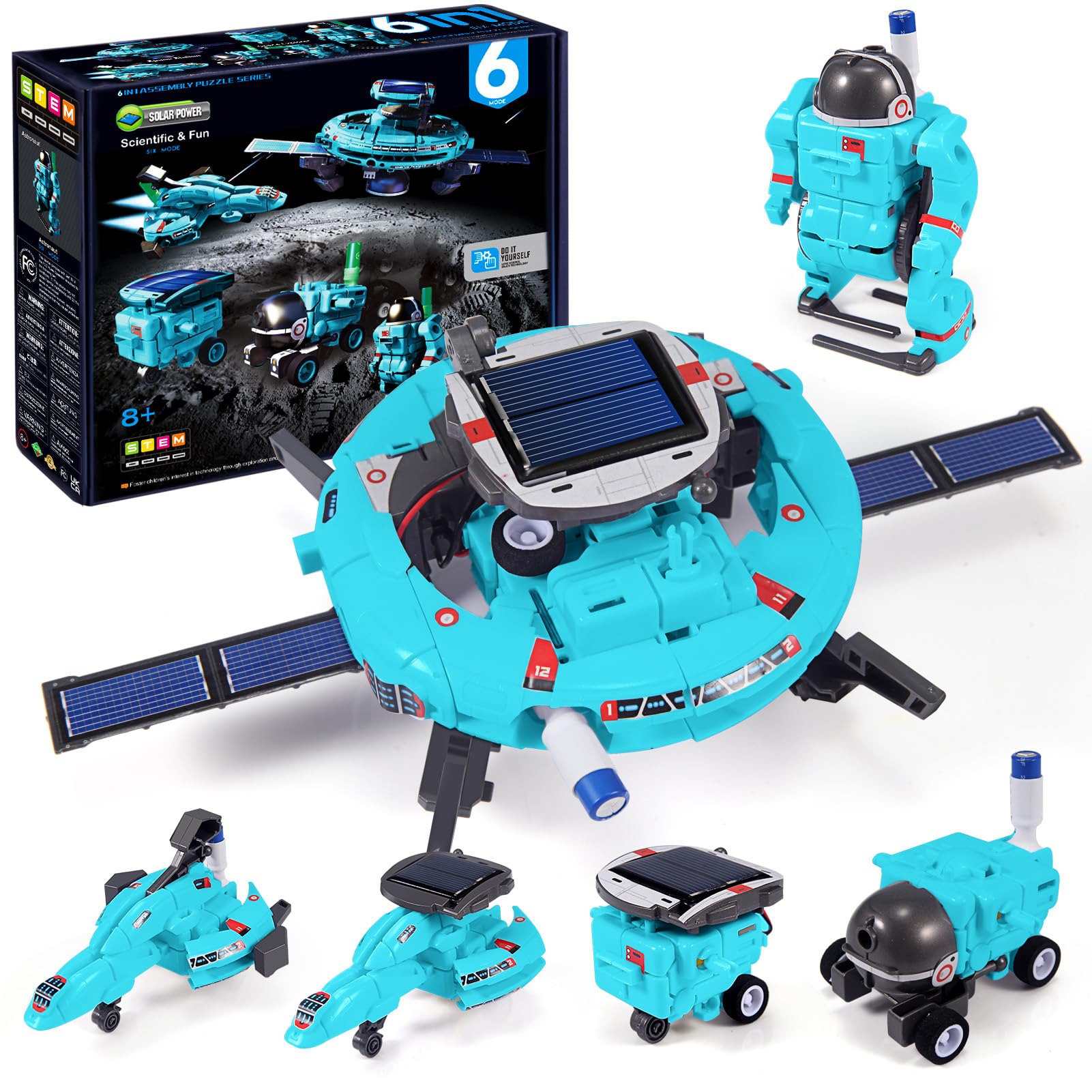 COBFDHA 6-in-1 STEM robot demonstrates land movement for curious kids.