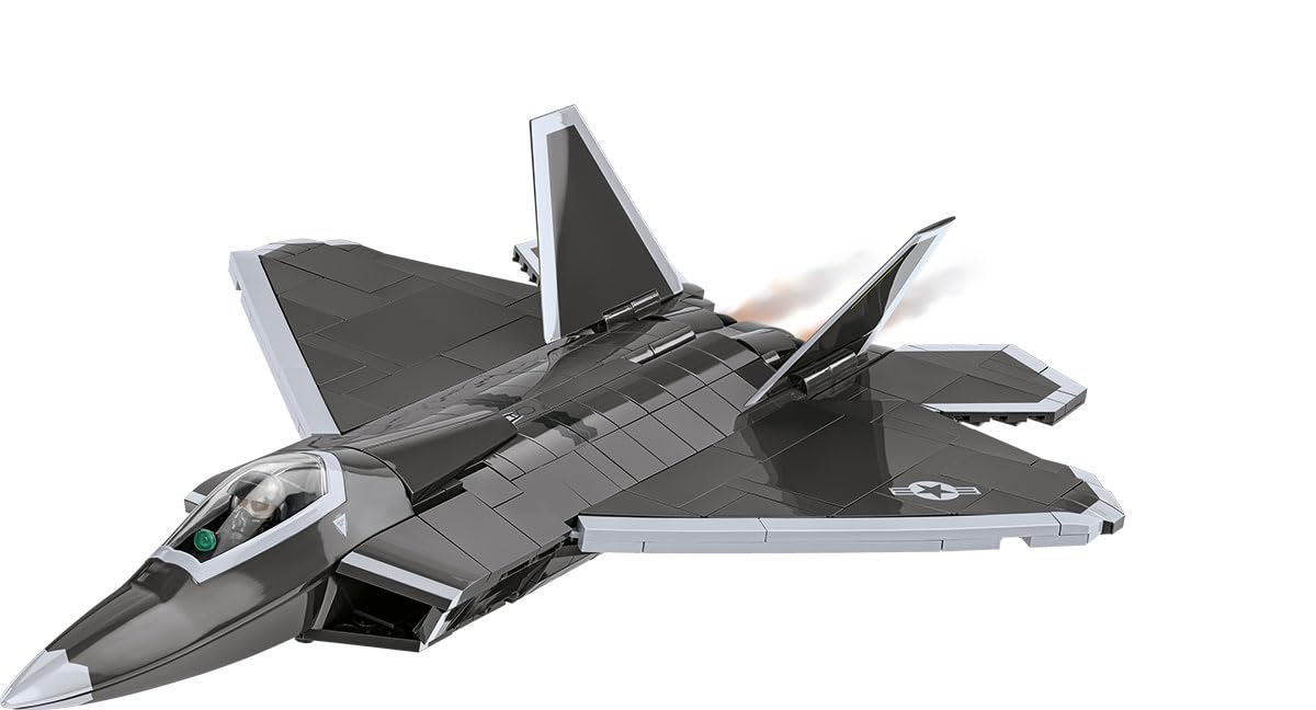 COBI F-22 pilot figure included for authentic cockpit presentation.