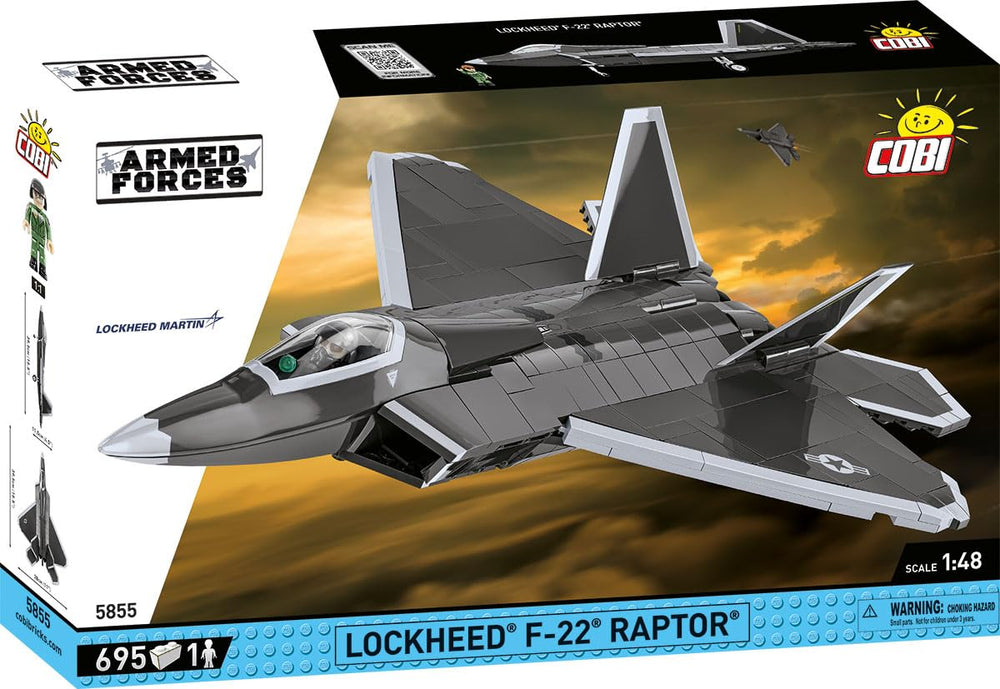 COBI F-22 vertical stabilizers feature precise shaping for realistic display.
