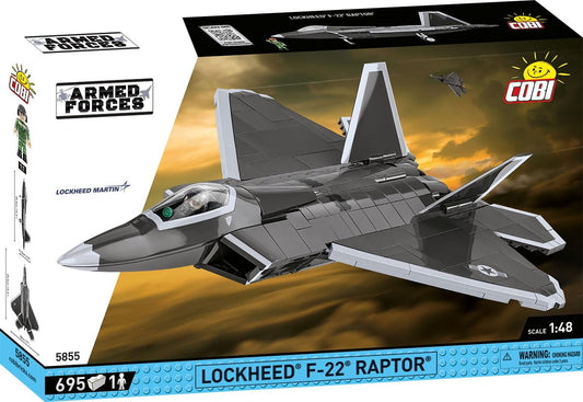 COBI F-22 vertical stabilizers feature precise shaping for realistic display.