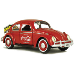 Coca-Cola 1967 VW Beetle with rear decklid rack showing two bottle cases for display.