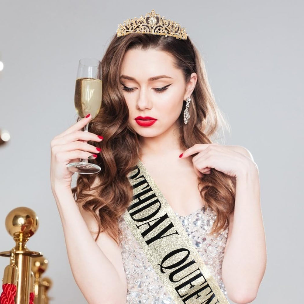 COCIDE rhinestones sparkle on a durable alloy tiara crown.