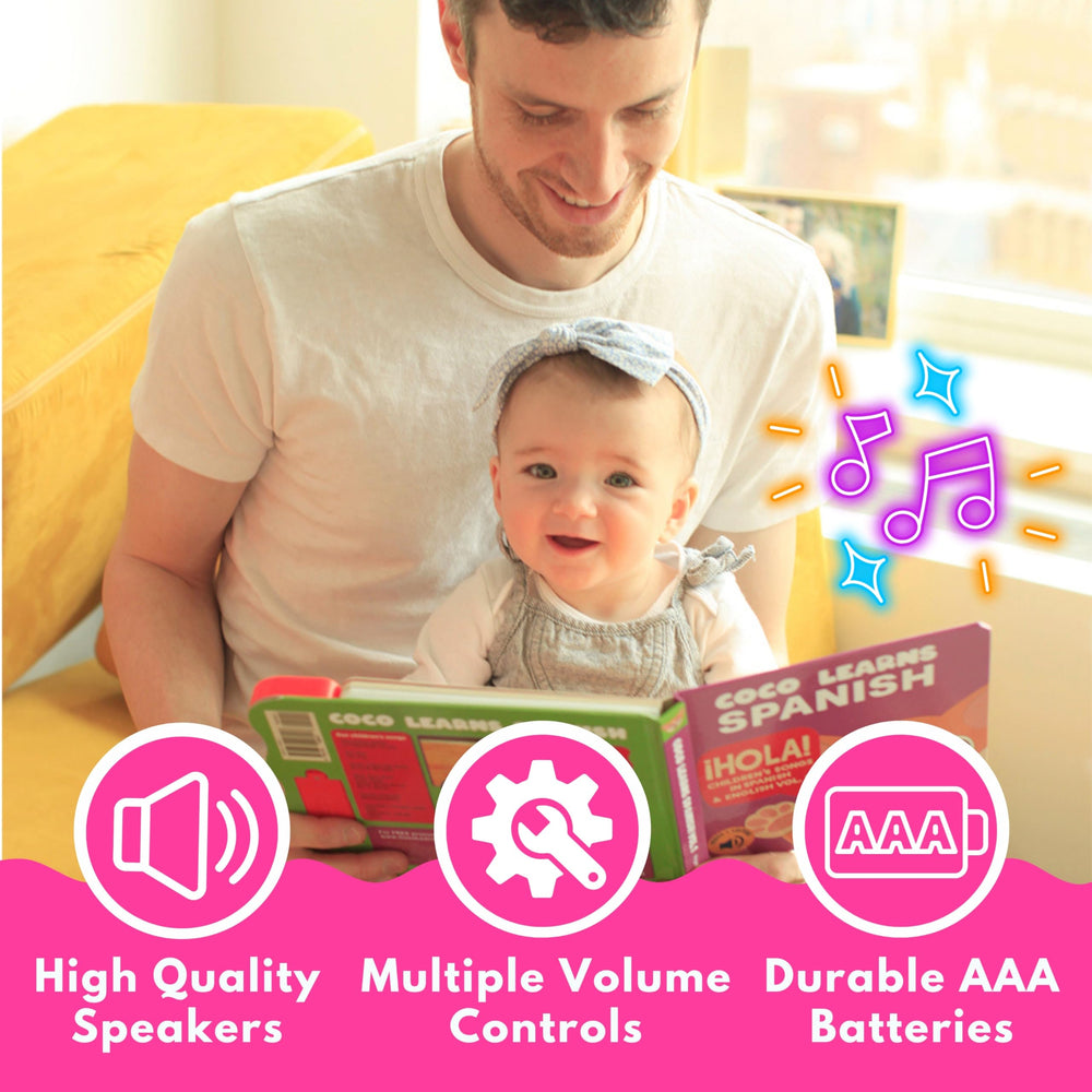 Coco Learns Spanish durable board book with non-tearing pages