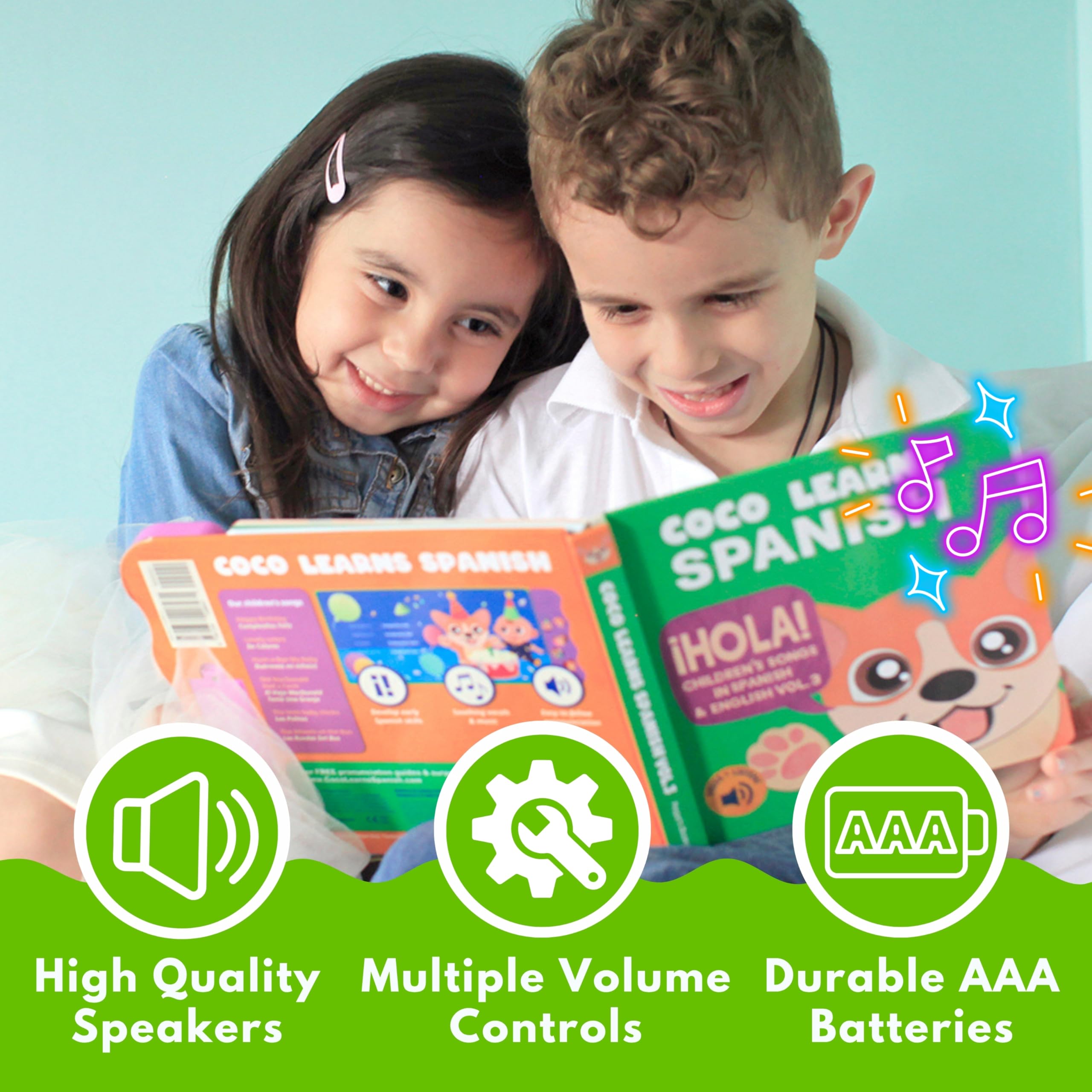Coco Learns Spanish front-facing speaker delivers clear child-level audio