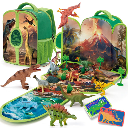 COCO&Friends dinosaur backpack with foldable 3D mat for portable pretend play