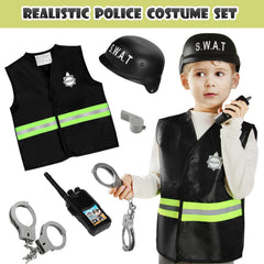 Cocojeci police vest with reflective stripes enhances visibility during playtime.
