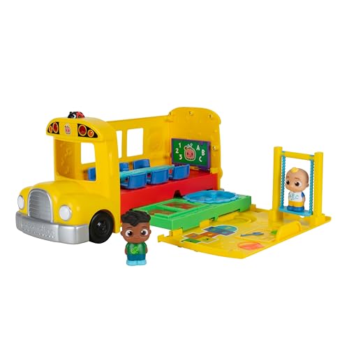 CoComelon transforming school time bus open side panel highlighting expanded classroom and play space.