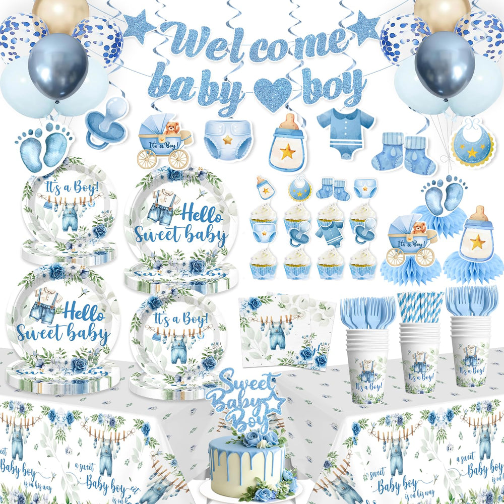 Cocomigo blue baby boy shower cake toppers add sparkle to dessert display and photos