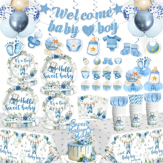 Cocomigo blue baby boy shower cake toppers add sparkle to dessert display and photos