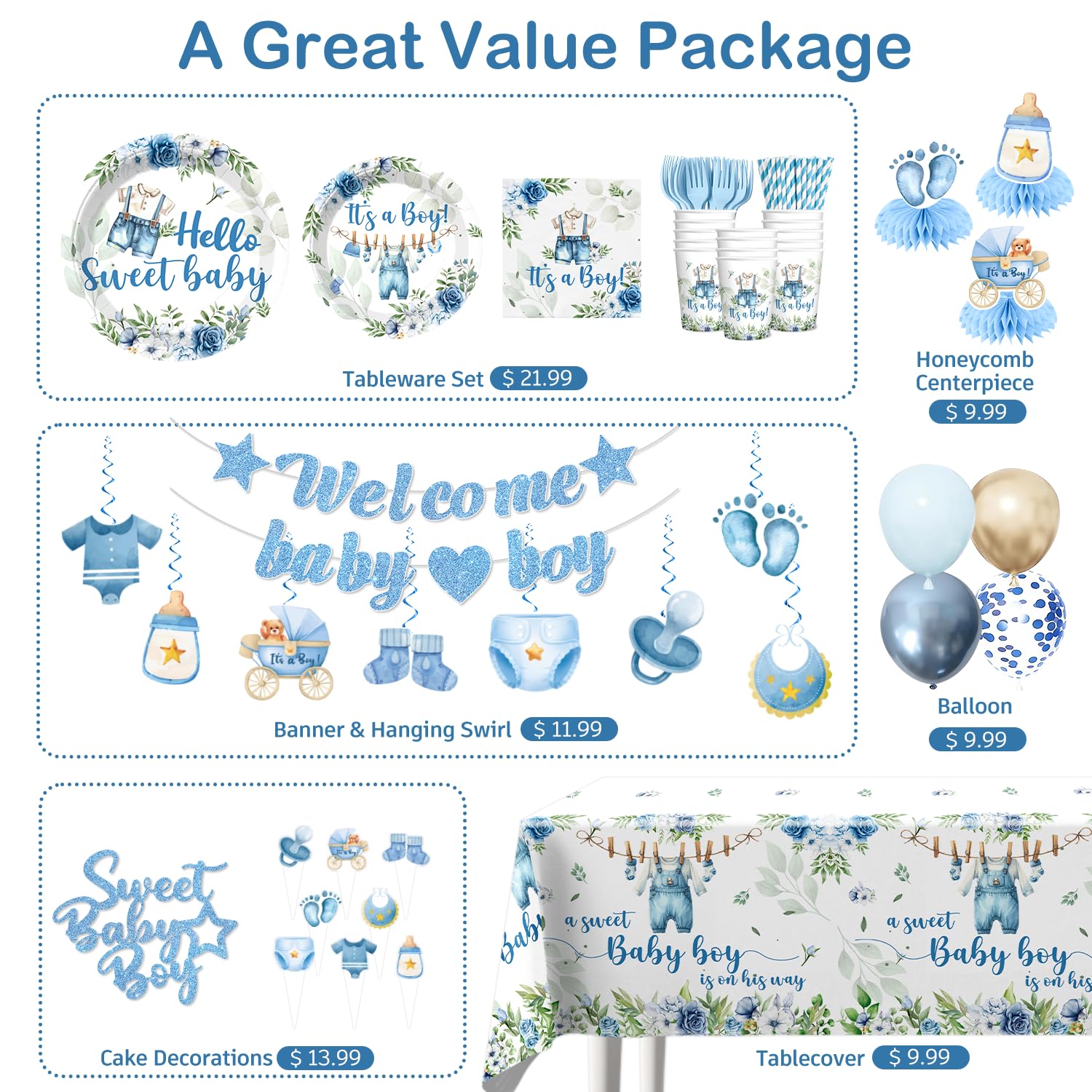 Cocomigo welcome baby boy banner to greet guests and set the theme