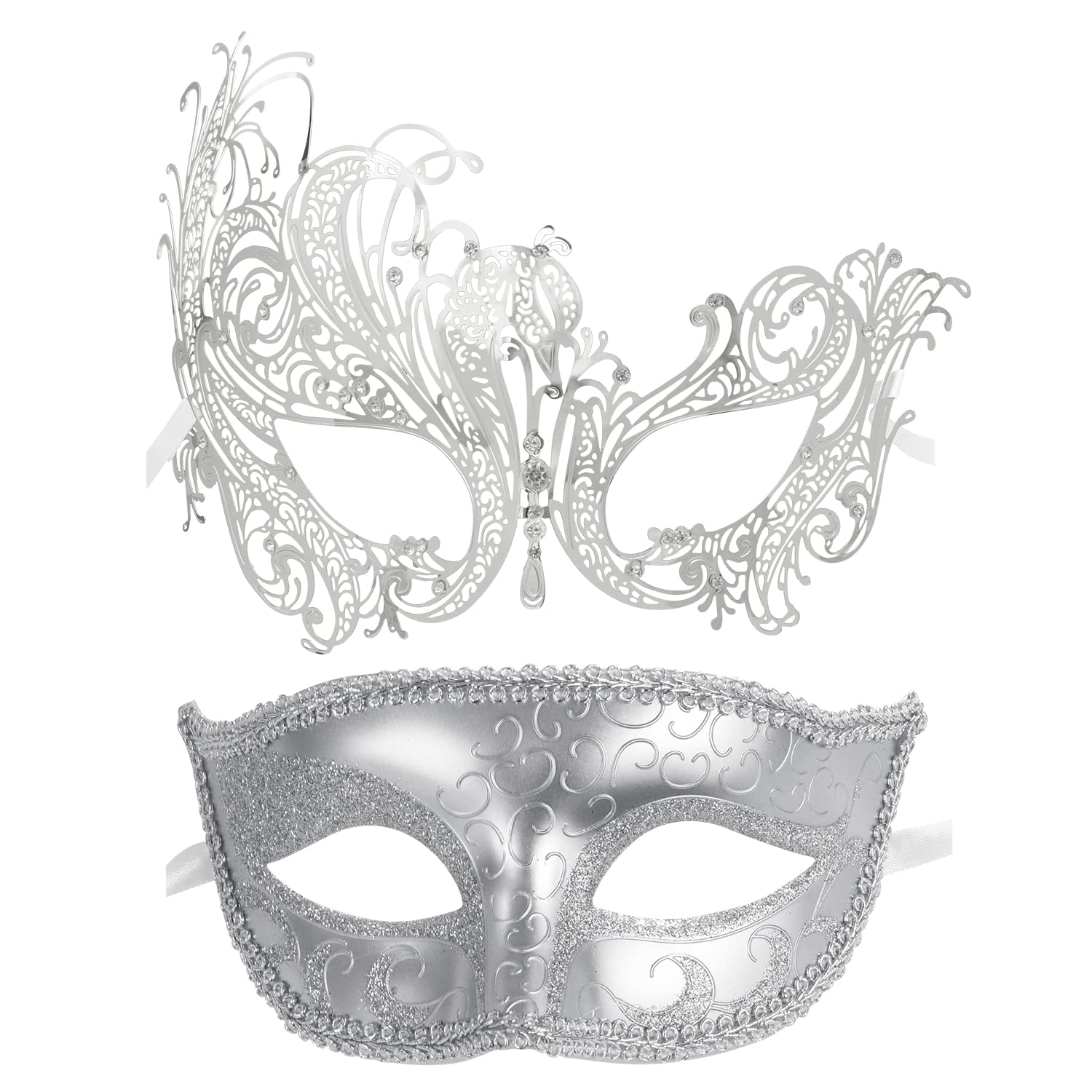 Coddsmz couple masquerade metal mask with rhinestones for an elegant nightlife look