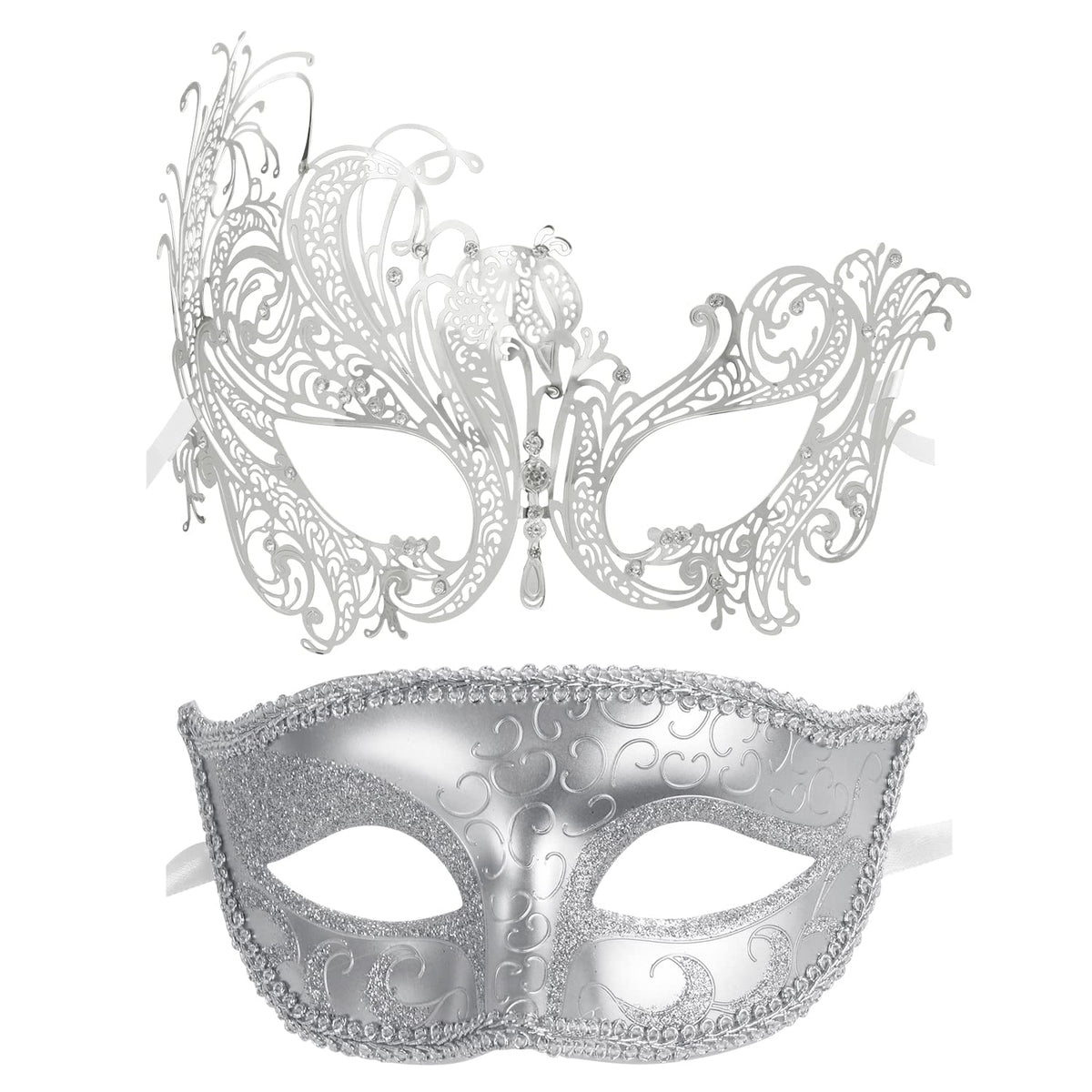 Coddsmz couple masquerade metal mask with rhinestones for an elegant nightlife look