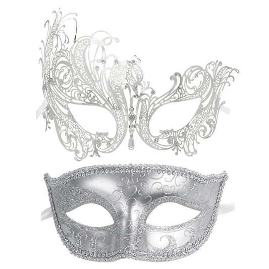 Coddsmz couple masquerade metal mask with rhinestones for an elegant nightlife look