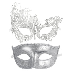Coddsmz couple masquerade metal mask with rhinestones for an elegant nightlife look