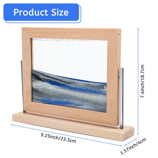 Coitak Moving Sand Art Picture wooden frame, premium craftsmanship enhances your desk decor.