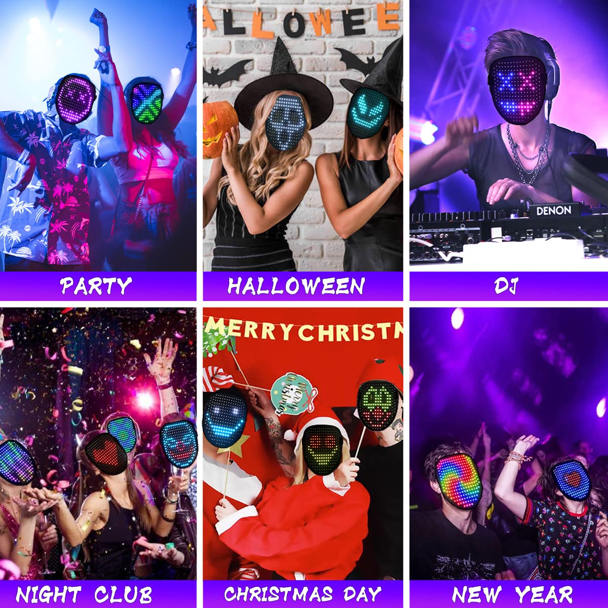 COKOTEE LED mask displaying animated patterns for bold street style